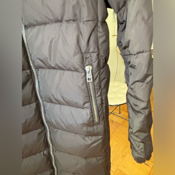 BLACK LONG PARKA PUFFER DOWN COAT WITH REAL FUR ON HOOD - Picture 5 of 9